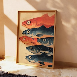 Vintage Fish Digital Print, Nautical Marine Life Wall Art, Coastal Ocean Inspired Printable, Retro Maritime Artwork, Seaside Home Decor