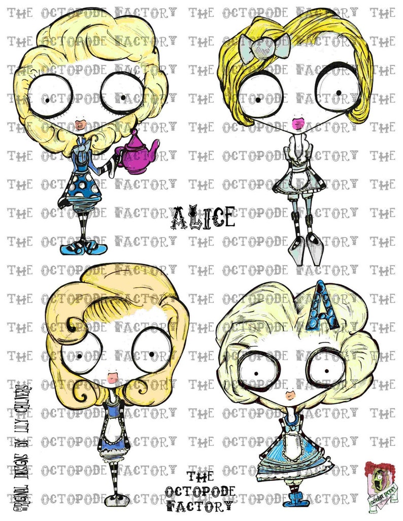 INSTANT DOWNLOAD Alice from Wonderland Collage Sheet image 1