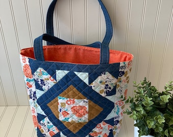 Quilted Tote Bag, Carry All Bag, Fabric Bag