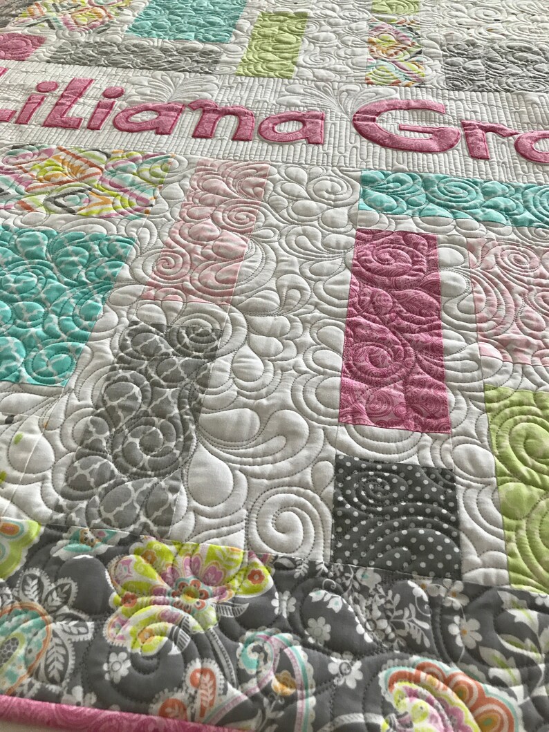 Personalized Name Quilt Custom Baby Quilt Appliqued Name Quilt Etsy