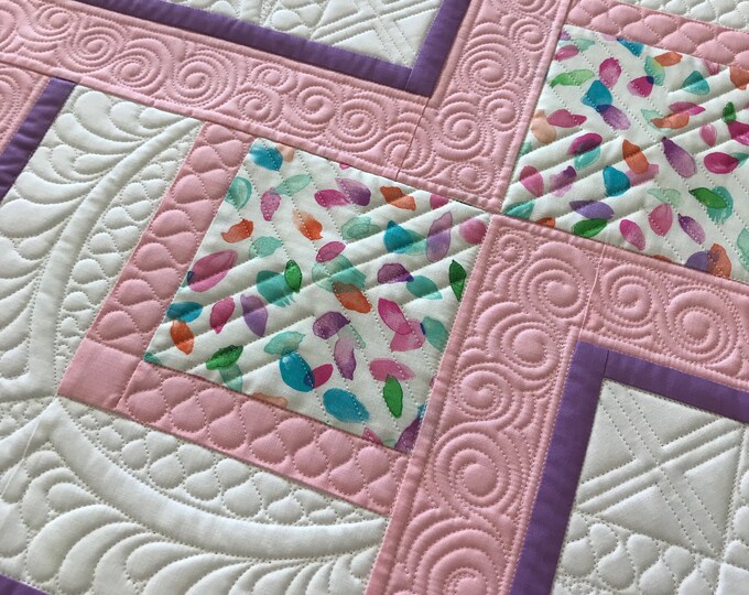Spring Quilted Centerpiece Table Runner Pink Purple Etsy