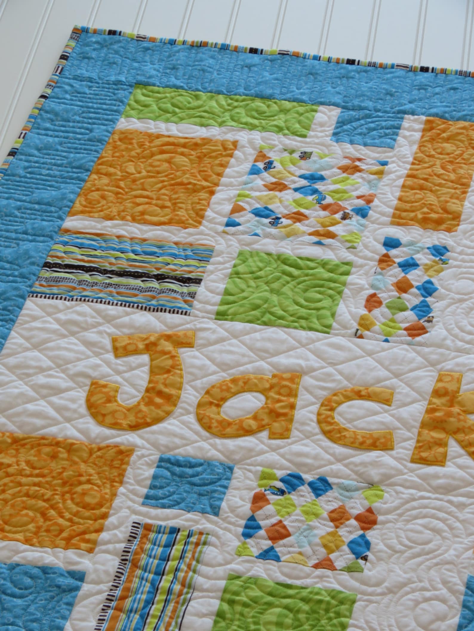 Personalized Baby Quilt With Name Applique Fabric Letters in Etsy