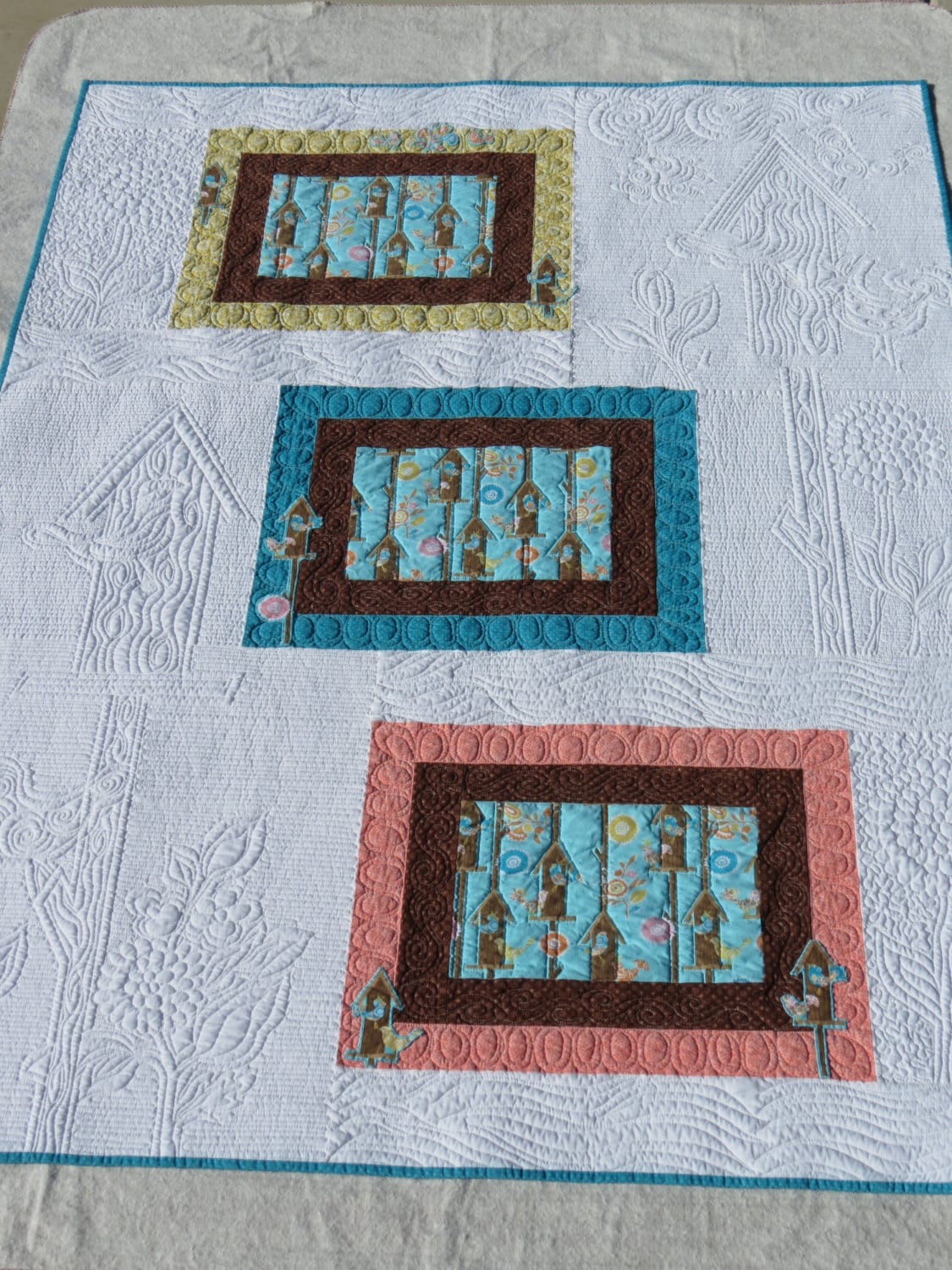 Birdhouse Quilt Art Quilt Wall Hanging Heavily Quilted with Etsy