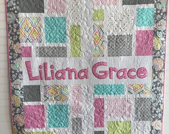 Made to Order, Personalized Baby Quilt, Custom Name Quilt