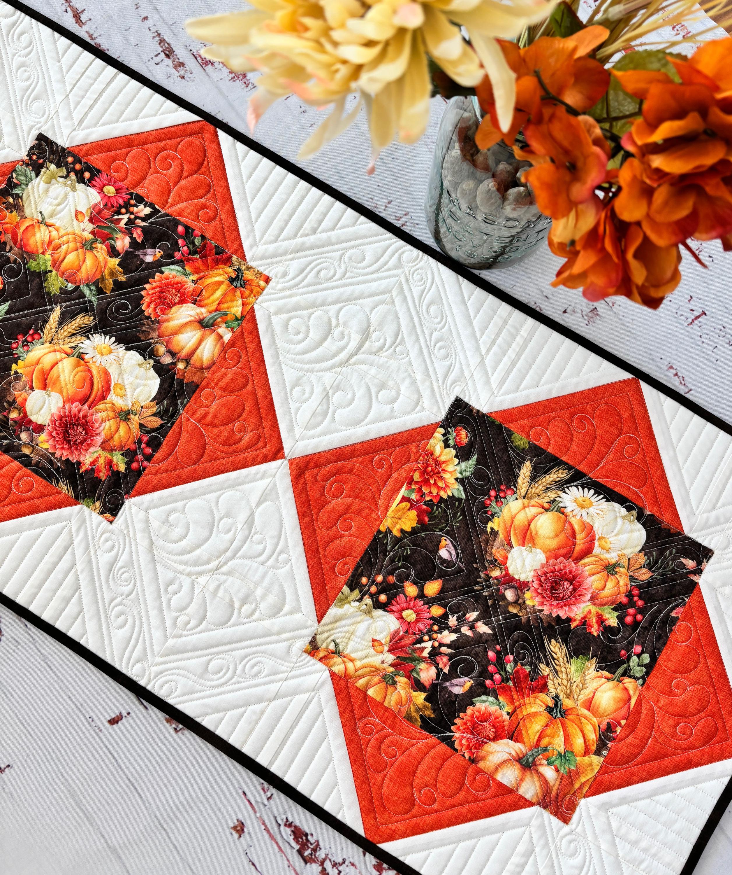 Fall Quilted Table Runner: Pumpkin Autumn Table Decor - Etsy