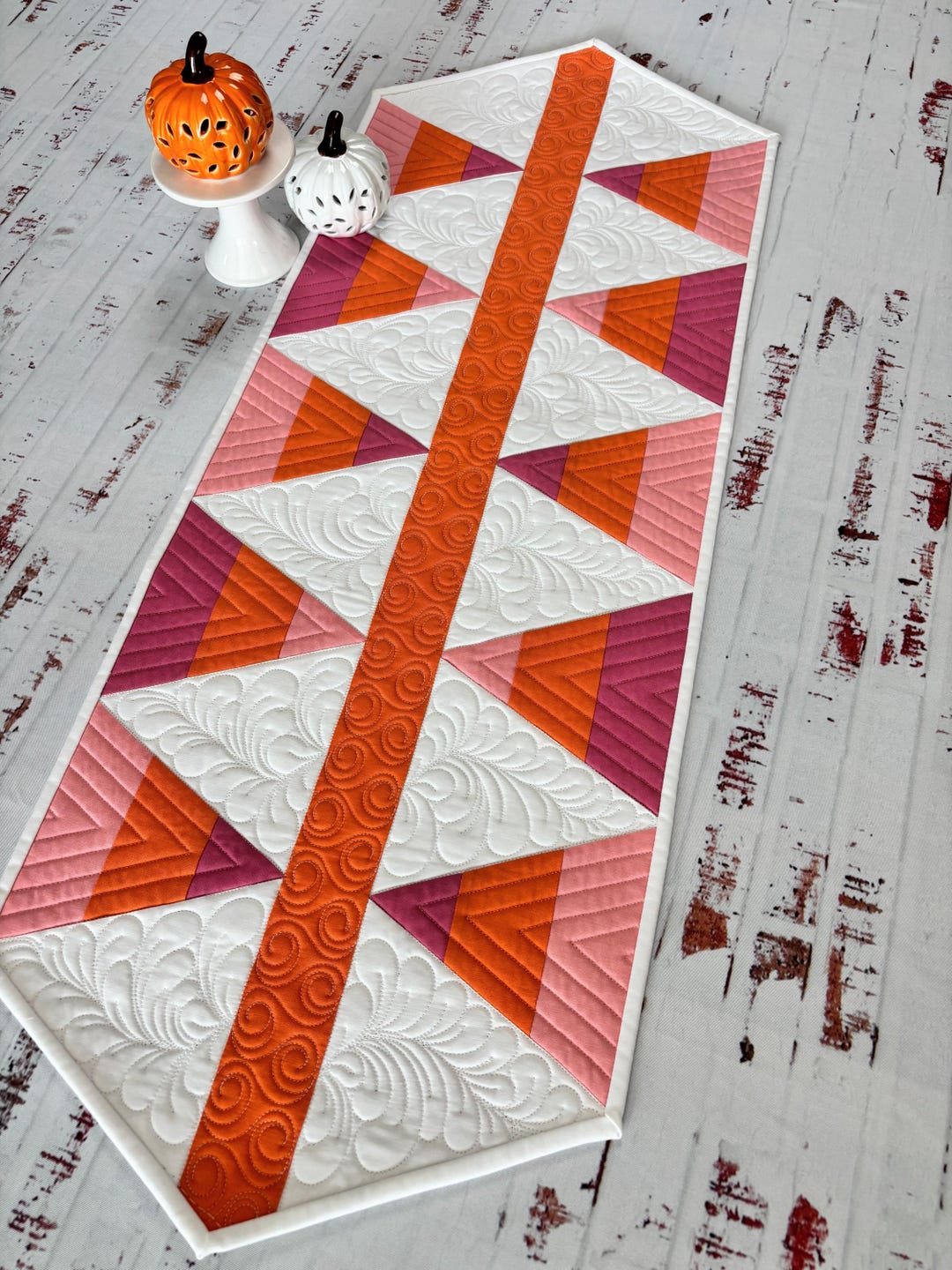 Pink Halloween Quilted Table Runner: Candy Corn Theme Decor - Etsy