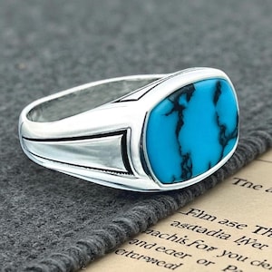 Natural Turquoise Ring, 925 Sterling Silver Turquoise Ring, Natural Gemstone Statement Ring,Bohemian Turquoise Vintage Ring, Halloween Ring