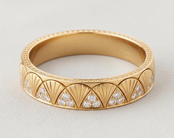 Lab Diamond Stacking Ring, 14k Gold Plated Band, Elegant Handmade Jewelry Gift for Women,Engagement or Wedding Band for Women, Gift for her