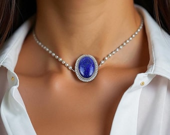 September Geburtsstein Schmuck, Lapislazuli Anhänger, 925 Sterling Silber Lapis Lazuli Halskette Royal Blue Edelstein, Heilung Lapis Stein Schmuck