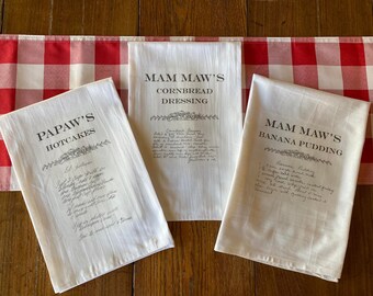 Handwritten Family Recipe Tea Towel – Custom Keepsake Kitchen Decor