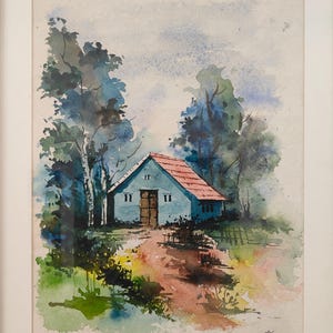 Handgemaakt landschapsschilderij, aquarel muur hangend schilderij