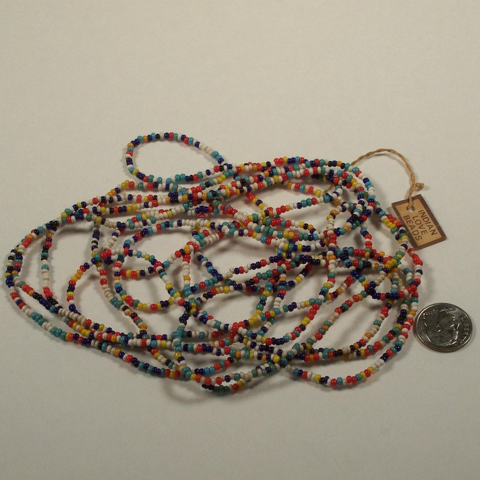 Vintage Hippie Necklace Indian Love Beads Multi Colored Beads Etsy