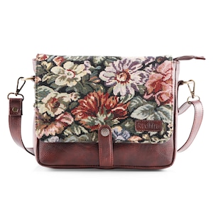 Bolso bandolera floral Rudhira, bolso de hombro para mujer, monedero de cuero vegano, bolso bandolera, bolso bandolera, bonito regalo para niñas