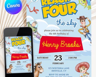 Toy Story 4th Birthday Invitation: Editable Digital Download