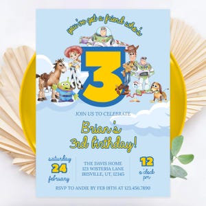 You&#39;ve Got a Friend Who&#39;s THREE Toy Story Invitation, Toy Story THIRD Birthday Editable Invitation, Toy Story 3rd Birthday Invitation