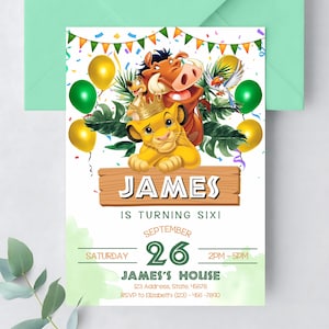 Lion King Birthday Invitation: Jungle Party, Simba Theme (Digital Template)