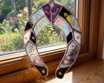 Lucky Gift, Handcrafted Stained Glass Horseshoe Ornament, Sunlight's Lucky Charm