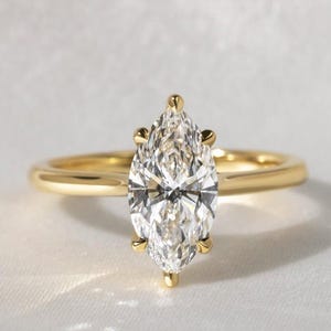 2.50 CT Marquise Moissanite Engagement Ring: 14K Gold Hidden Halo, Art Deco Wending Ring