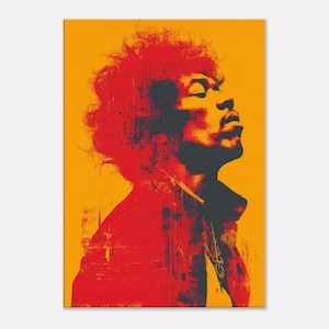 Silhouette di Jimi Hendrix / Stampa su tela minimalista della leggenda della musica / Decorazione murale audace per gli appassionati di rock