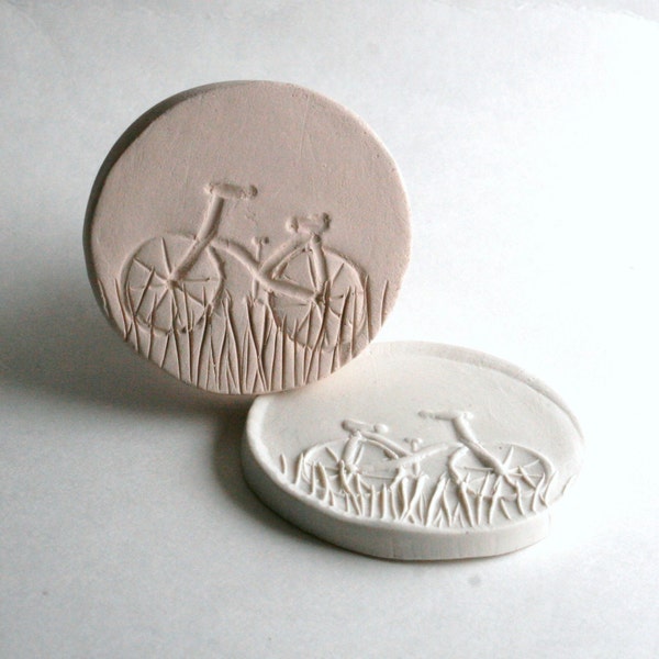 Pottery Stamp, Bisque Bicycle Stamp, Tool for Clay, Summer Bike Ride, Texture for Pottery, Ceramics, Polymer Clay