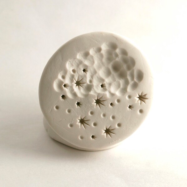 Snow Cloud Stamp, Handmade Tool, Winter Weather, Starry Snowflakes, Tool for Polymer Clay, Pottery, Ceramics