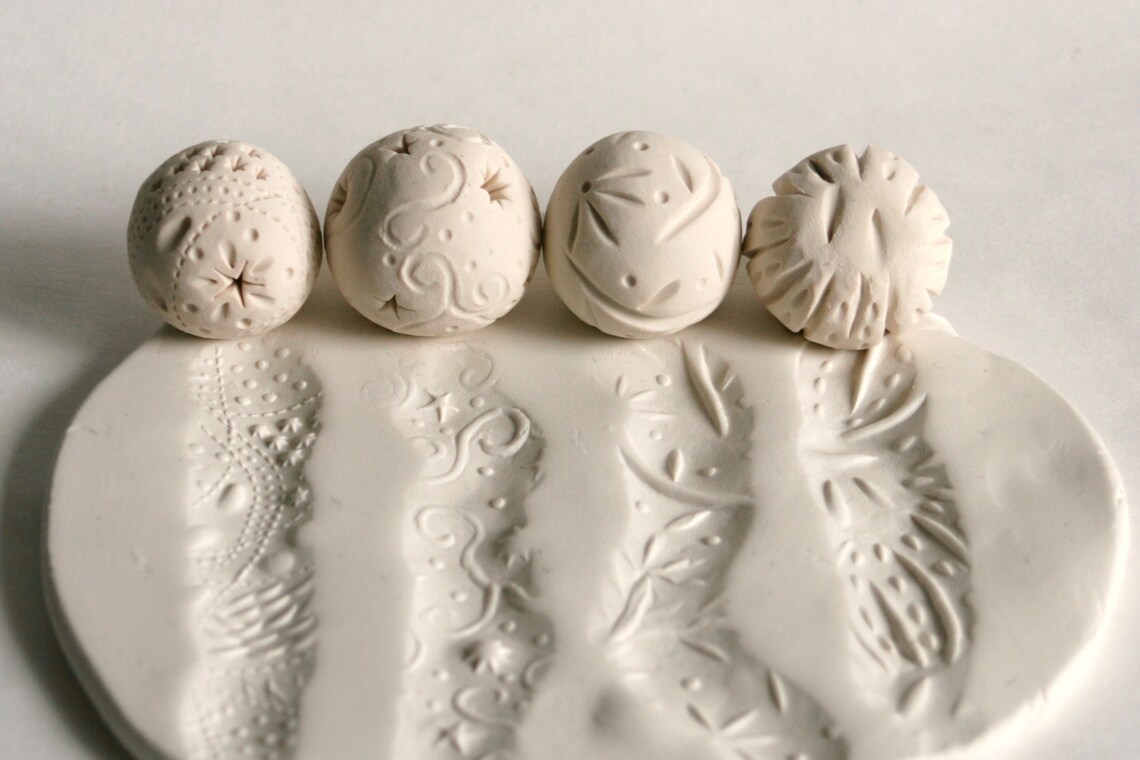 Clay Stamp ONE Small Texture Ball Bisque Stamp Pottery and Etsy