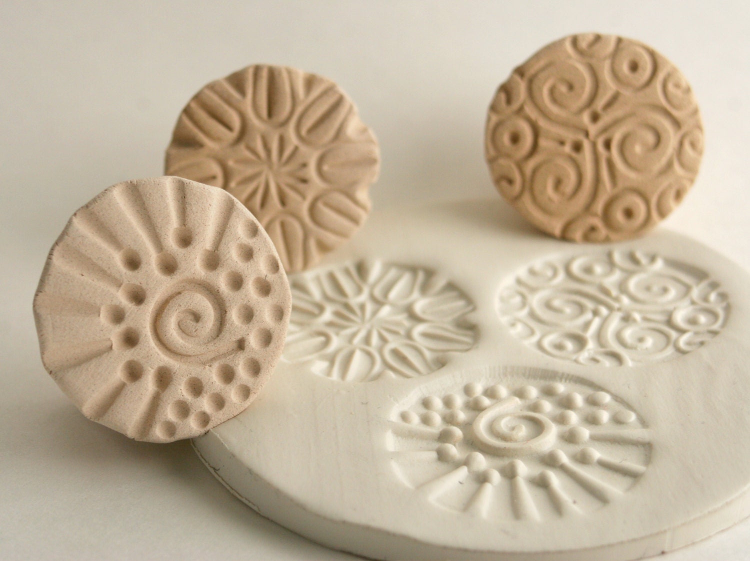 Ceramic Stamps Choose Your Pattern Round Texture Stamps in Etsy
