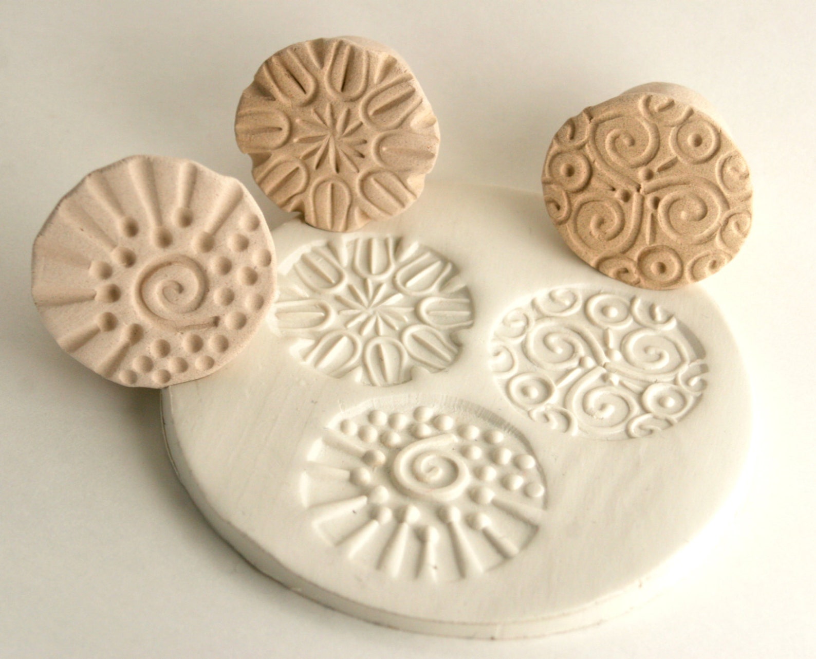 Ceramic Stamps Choose Your Pattern Round Texture Stamps in Etsy