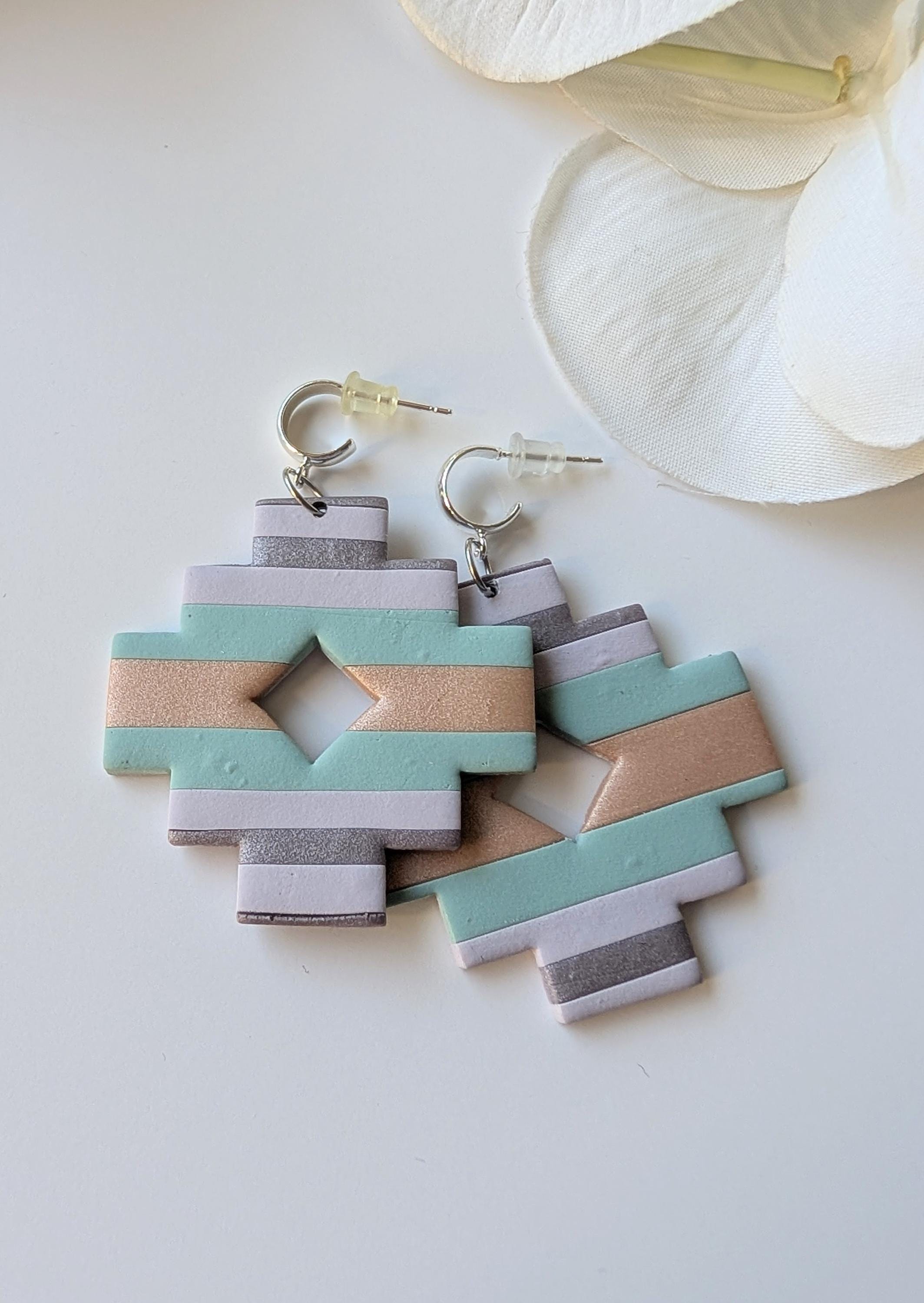 Boucles D'oreilles Indiennes Turquoise Avec Strass - Métal Doré Sans Nickel, Neuves Avec étiquettes
