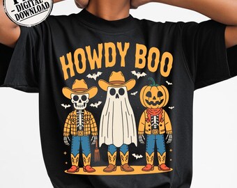Howdy Boo Spooky Cowboy PNG: Halloween Western Shirt Design (Digital Download)