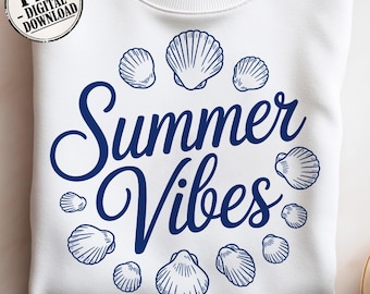 Summer Vibes PNG | Beach Seashell T-Shirt Design | Tropical Summer Sublimation