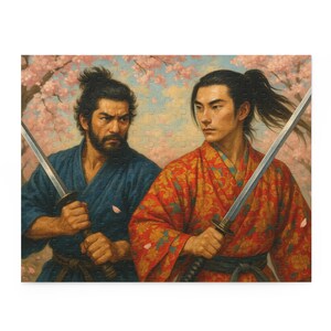Samurai Duel Puzzle - Cherry Blossom Art, 120, 252, 500-Piece Jigsaw, Relaxing Gift, Family Activity, Unique Home Decor