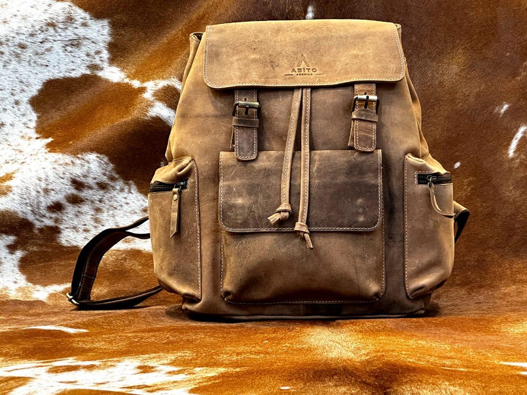 Vintage Brown Leather Backpack (rust) – Handmade Travel Bag With Buckle ...
