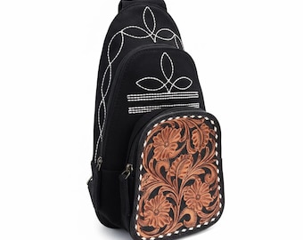 Women's Leather Backpack Purse – Suede Cowhide Small Western Backpack, Handmade Boho Bag