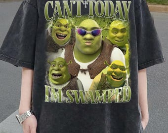 Funny Shrek Meme Shirt, Can't Today I'm Swamped, Unisex Comfort Colors Tee