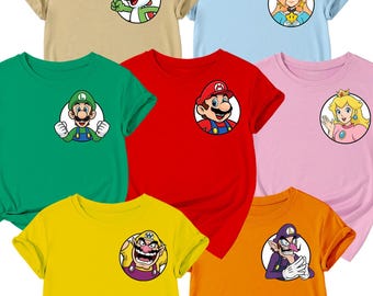Retro Super Mario Family Shirts, Gamer Vacation Outfit