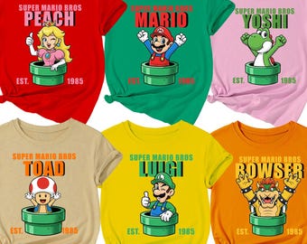 Shirt met Super Mario-personage, comfortabel kleuren-T-shirt, gezinsvakantie