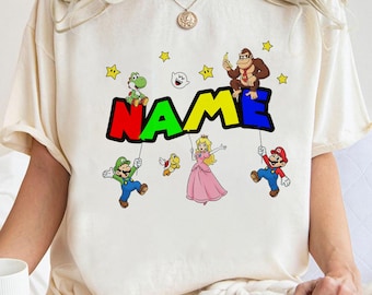 Super Mario Custom Name Shirt, Birthday Party Tee