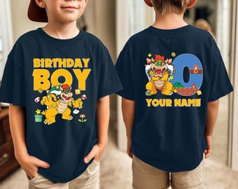 Chemise d'anniversaire personnalisée Super Mario Bowser, assortie à la famille