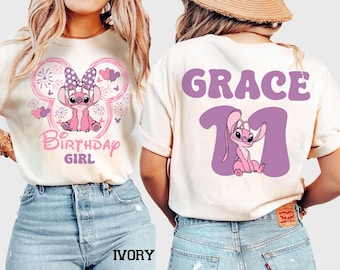 Custom Angel Birthday Girl Shirt, Disney Stitch Family Trip Tee, Birthday Party Shirts