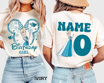 Custom Frozen Birthday Girl Shirt, Elsa Mickey Ears Tee