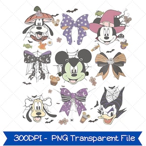 Coquette Bows Disney Halloween 2025 Png, Spooky Season Disney Halloween, Minnie Mickey and Friends Halloween Png,Mickey&#39;s Not So Scary Party