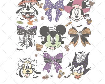 Coquette Bows Disney Halloween 2025 Png, Spooky Season Disney Halloween, Minnie Mickey and Friends Halloween Png,Mickey&#39;s Not So Scary Party