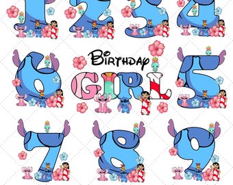 Stitch Birthday Png, Personalized Birthday Stitch Png, Angel Stitch Png, Magical Kingdom Png, Disney Png, Lilo and Stitch Birthday Girl Png