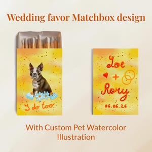 Benutzerdefinierte Haustier Porträt Hochzeit Streichholzschachtel Kunst | Druckbare Hochzeitstisch Dekor Design
