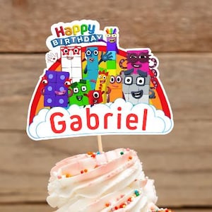 Printable Number Block Cake Topper, Kids Block Birthday Party Cake Topper, Mario Kids, Personalized Cake Topper for Birthday Celebrations