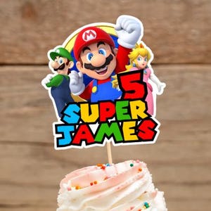 Printable Mario Bros Cake Topper, Mario Birthday Party Cake Topper, Mario Kids, Personalized Cake Topper for Birthday Celebrations