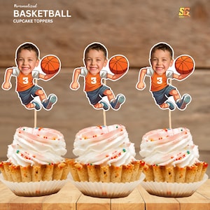 Basketball Player Personalized Face Cupcake Toppers Inspired Face Cupcake Topper, Personalized Custom Cupcake Topper Superhero, Digital File