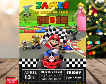 Super Mario Birthday Invitation, Editable Party Invite (Digital Download)