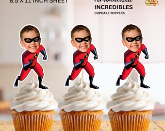 Personalized Cupcake Toppers: Custom Face, Dash Birthday - (Digital File)